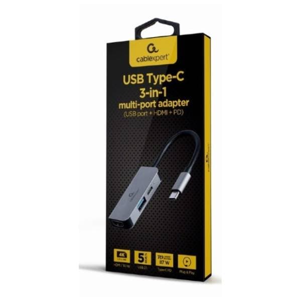 GEMBIRD Docking station 3-in-1 USB-C/USB 3.0 + PD + HDMI (A-CM-COMBO3-02) 2
