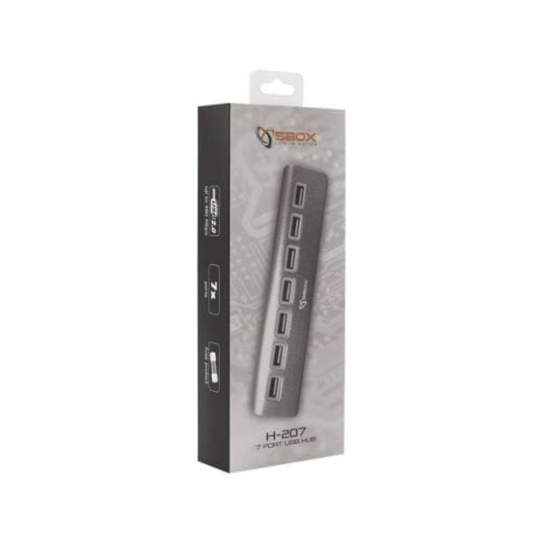 S BOX USB Hub 7-in-1 USB 2.0 (H-207) srebrni 4