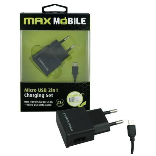 MAX MOBILE punjač 2u1 USB + DATA kabl 2.4A 0