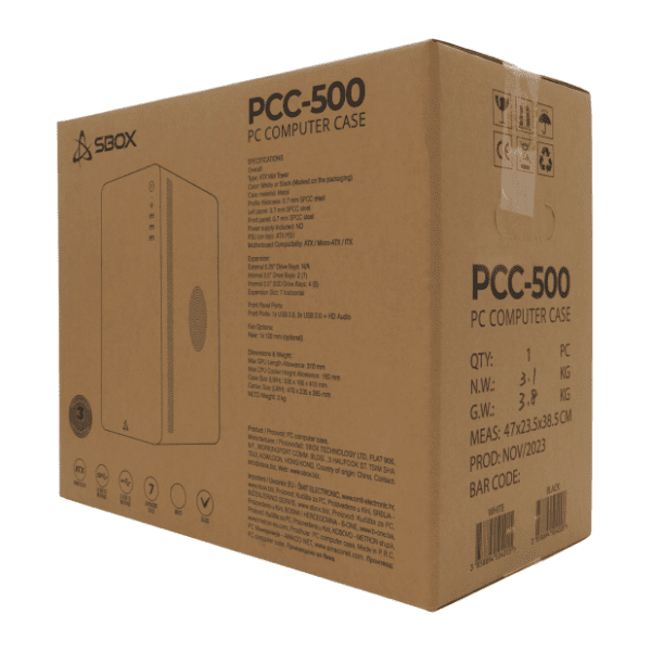 S BOX kućište PCC 500 + PSU 400 Black 6