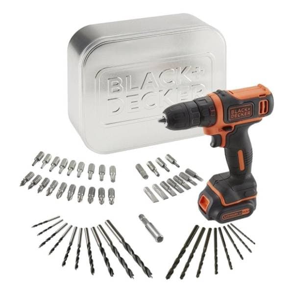 Black & Decker BDCDD12A80T aku bušilica + set pribora+ limena kutija 0