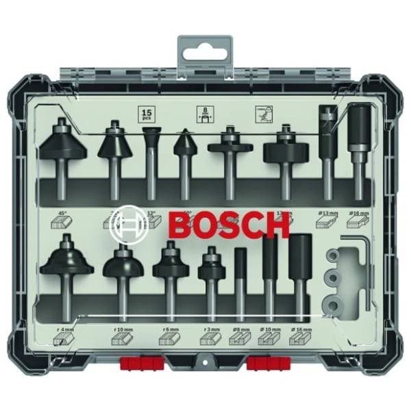 BOSCH komplet raznih glodala 15 komada 2607017472 0