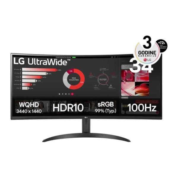LG zakrivljeni monitor 34WR50QK-B 0