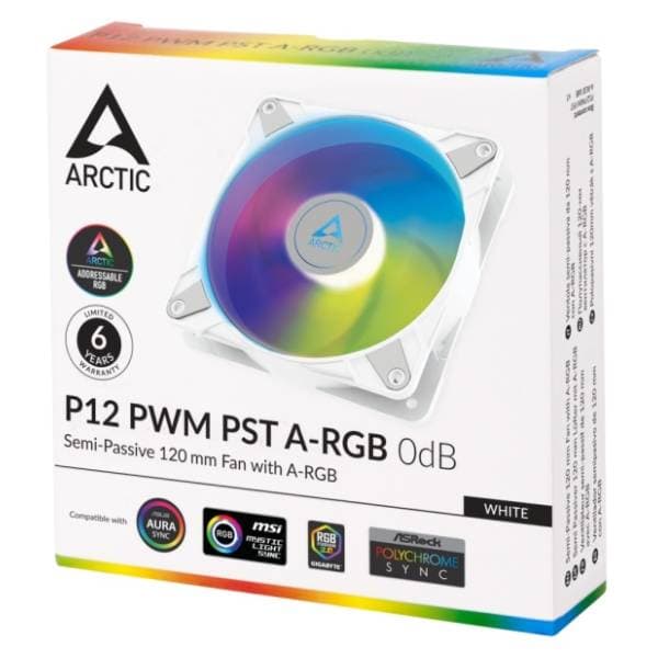ARCTIC P12 PWM PST A-RGB beli ventilator za PC (ACFAN00254A) 2