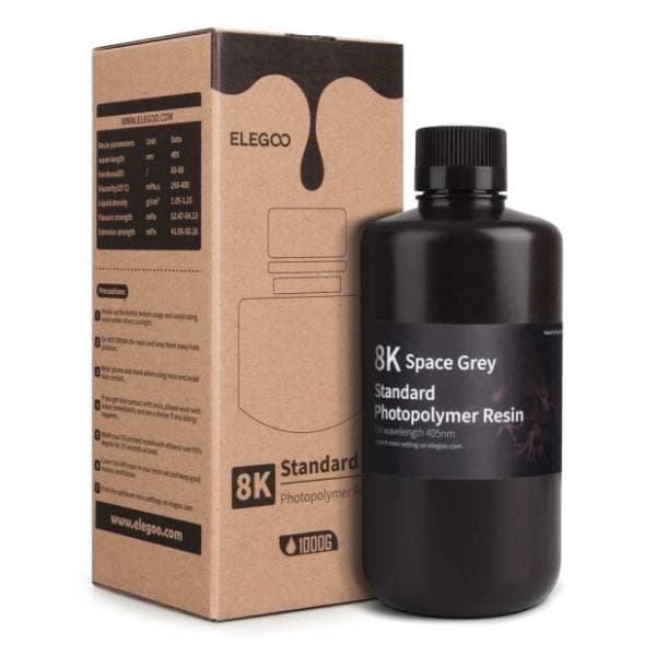 ELEGOO Water Washable 8K 1kg sivi resin za 3D štampač 0