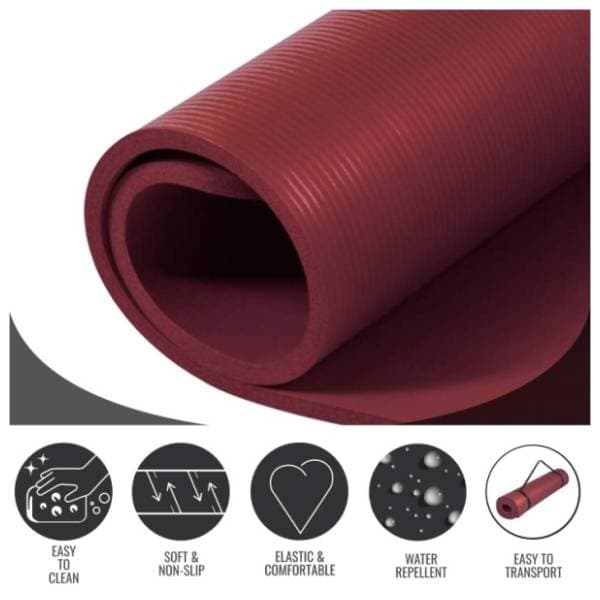 GORILLA SPORTS prostirka za vežbanje 190 x 60 x 1,5 cm bordo 1