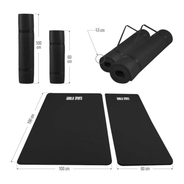 GORILLA SPORTS prostirka za vežbanje 190 x 60 x 1,5 cm crna 4