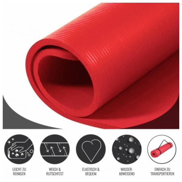 GORILLA SPORTS prostirka za vežbanje 190 x 100 x 1,5 cm crvena 1