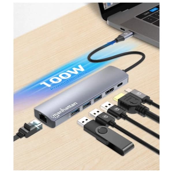 MANHATTAN Docking station 6-in-1 PD/4K Multiport Hub 7