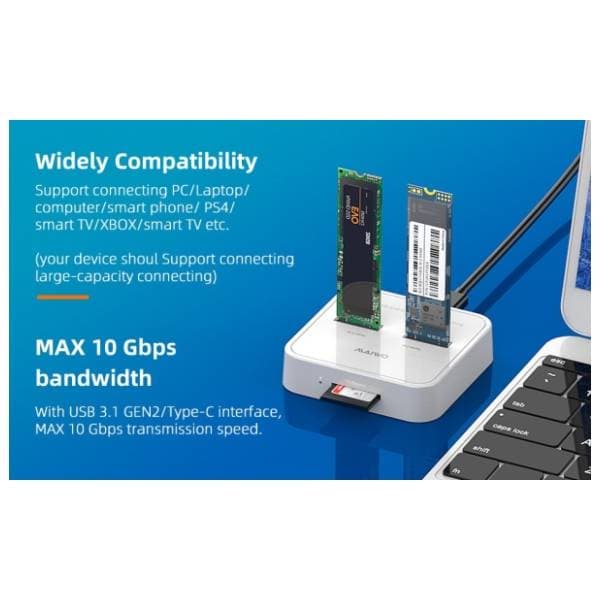 MAIWO Docking station K3016SD USB-C 3.1/2x M.2 (SATA + PCIe NVMe) 5