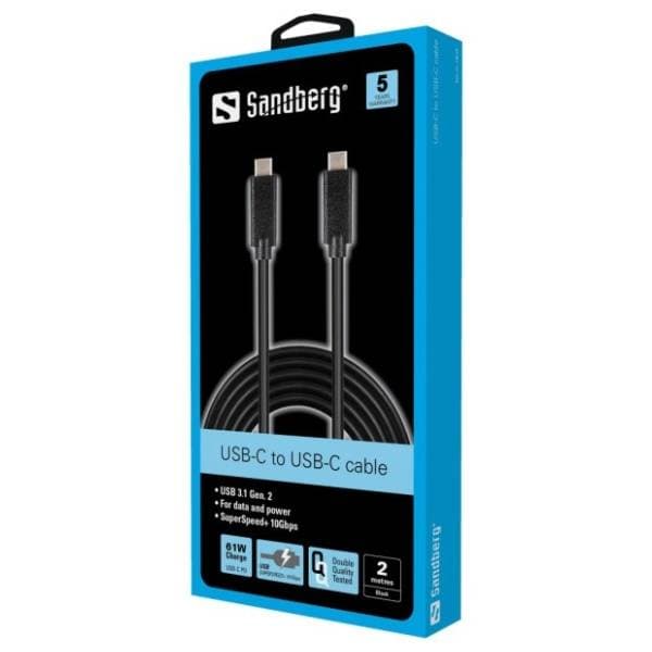 SANDBERG kabl USB-C 3.1 61W 136-09 2m crni 1