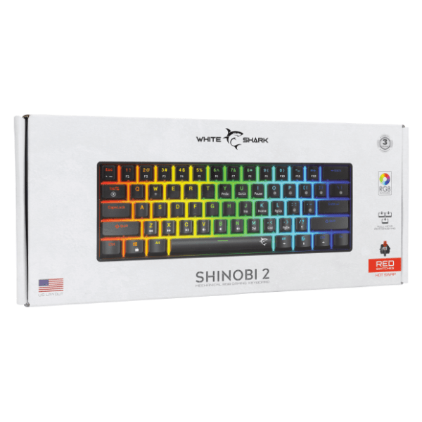 WHITE SHARK tastatura Shinobi 2 US Black Red 6