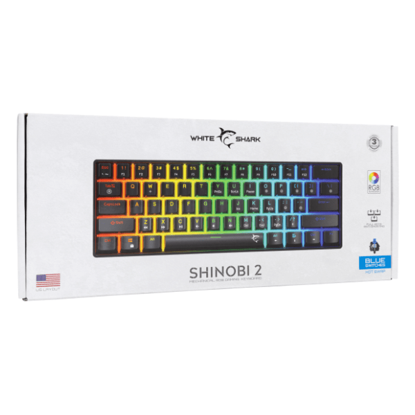 WHITE SHARK tastatura Shinobi 2 US Black Blue 6