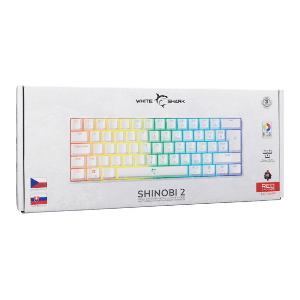 WHITE SHARK tastatura Shinobi 2 White US Red 6
