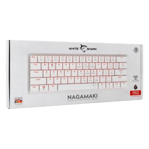WHITE SHARK tastatura Nagamaki White SR Red Switches 4