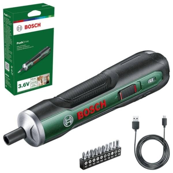 BOSCH PushDrive 06039C6002 aku odvrtač 10-delni set bitova 0