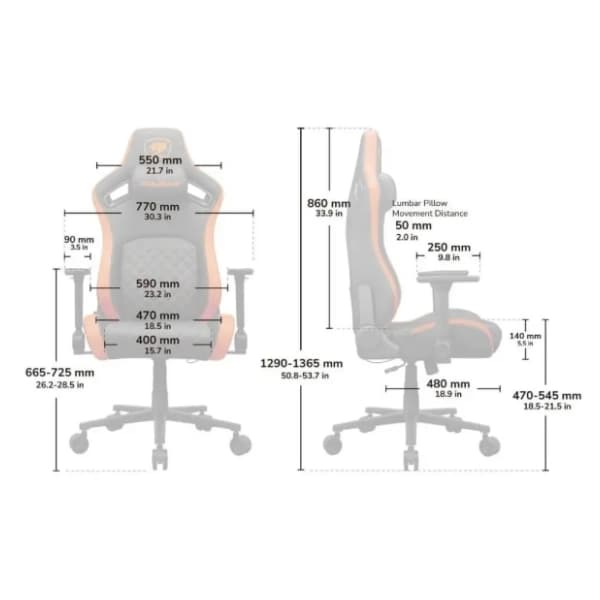 COUGAR Defensor Gold F siva gejmerska stolica 9