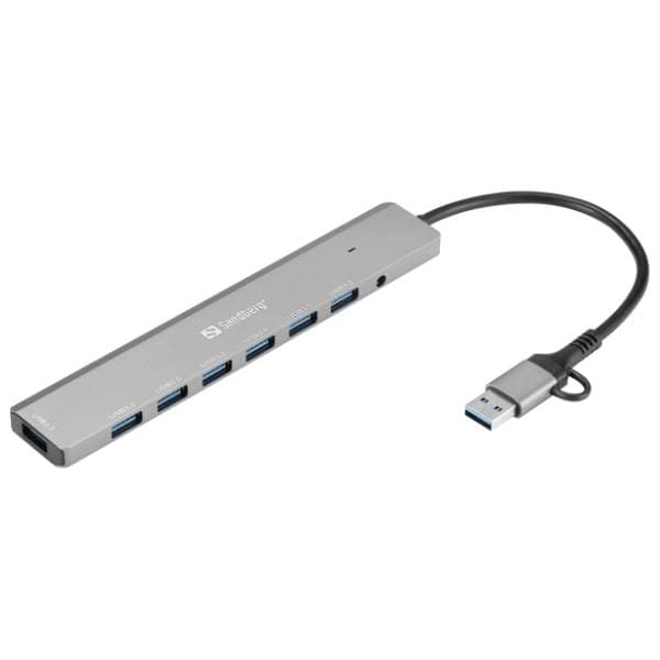 SANDBERG USB Hub 7-in-1 USB-A/USB-C 7 port USB 3.0 (136-66) 1