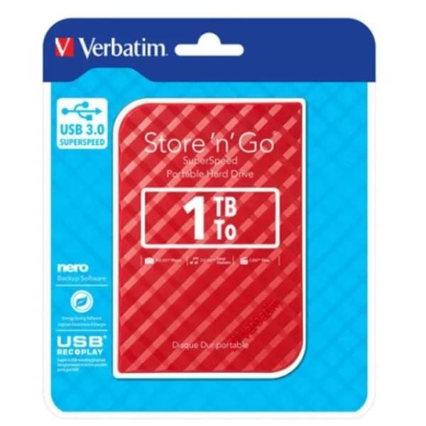 VERBATIM eksterni HDD 1TB Store 'n' Go (53203) crveni 3