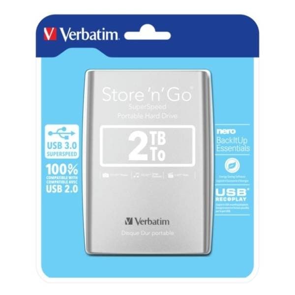 VERBATIM eksterni HDD 2TB Store 'n' Go USB 3.0 (53189) Silver 2