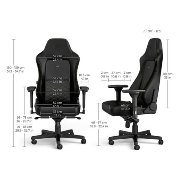 NOBLECHAIRS Hero crno/zlatna gejmerska stolica 5