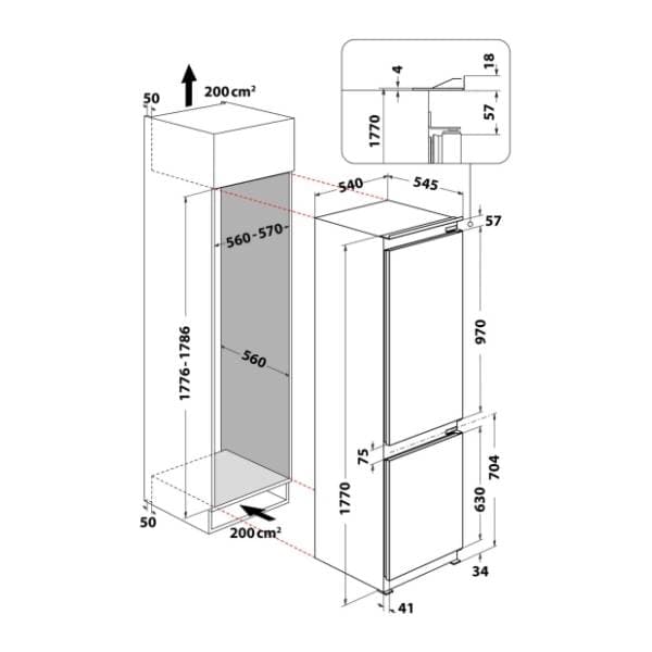 WHIRLPOOL ugradni kombinovani frižider WHC18D011C1 SF 8