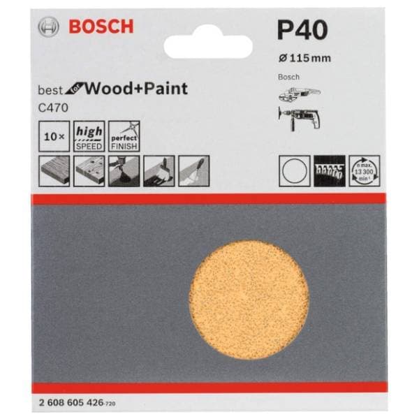BOSCH 10-delni set brusnih listova C470 115 mm 2608605426 0