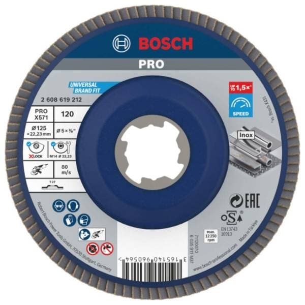 BOSCH PRO X571 X-LOCK flap disk 115 mm G120 2608619212 brusna ploča 0