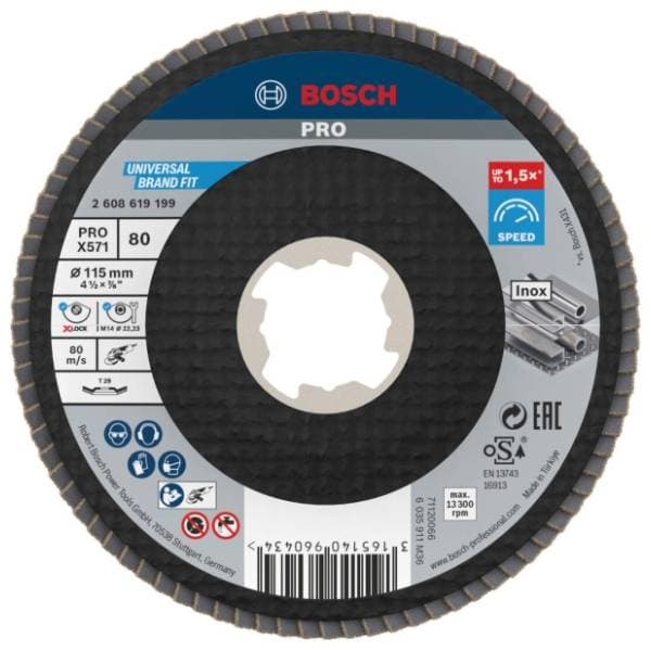 BOSCH PRO X571 X-LOCK flap disk 115 mm G80 2608619199 brusna ploča 0