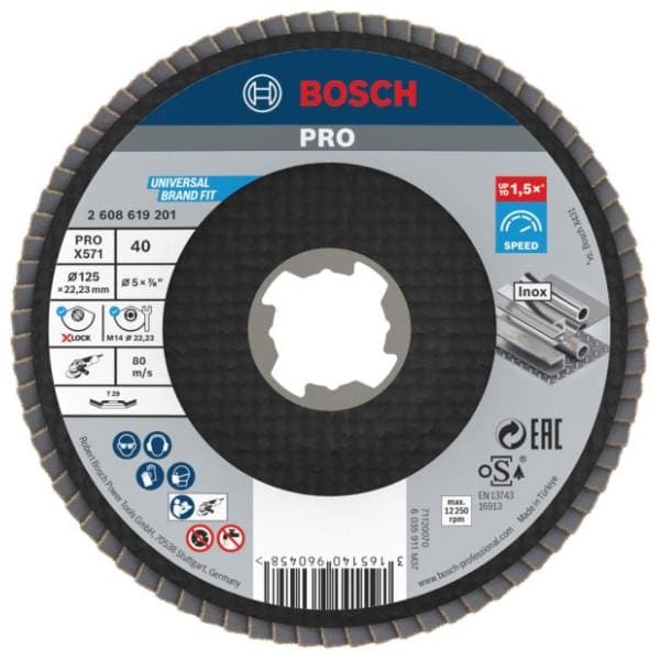 BOSCH PRO X571 X-LOCK flap disk 125 mm G40 2608619201 brusna ploča 0