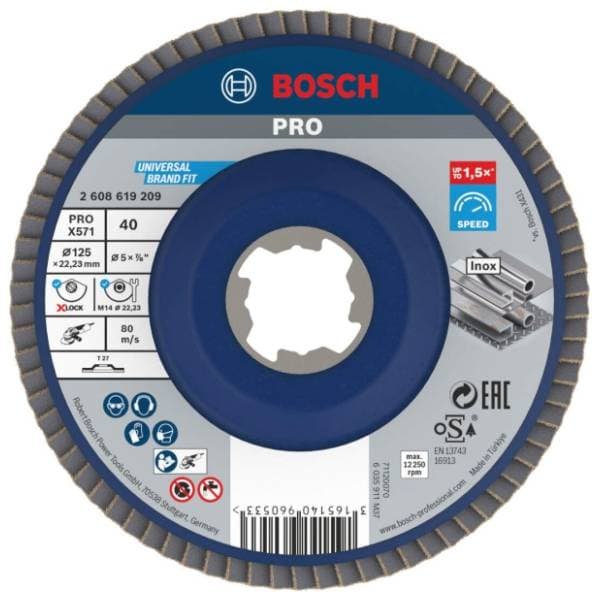 BOSCH PRO X571 X-LOCK flap disk 125 mm G40 2608619209 brusna ploča 0