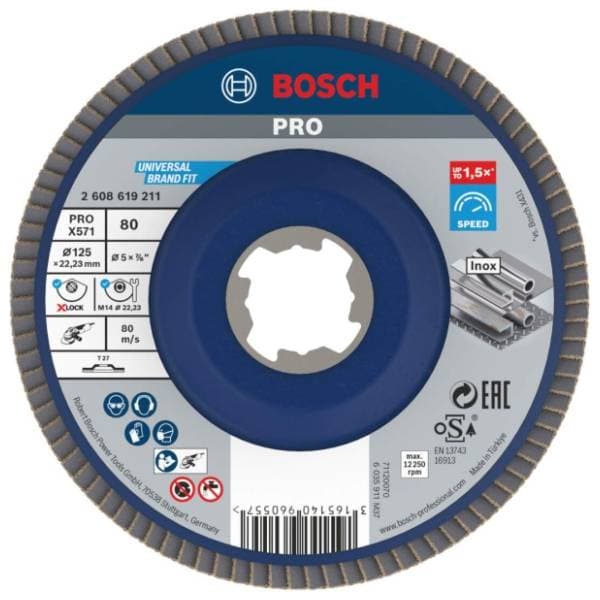 BOSCH PRO X571 X-LOCK flap disk 125 mm G80 2608619211 brusna ploča 0