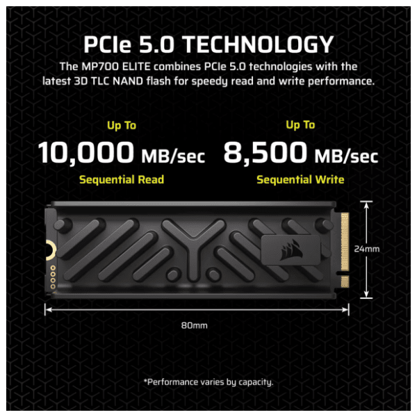 CORSAIR SSD 2TB MP700 ELITE Heatsink PCIe 5.0 8