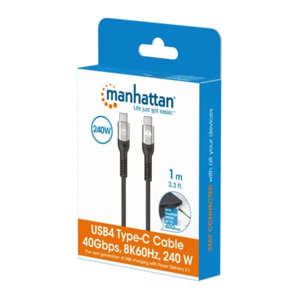 MANHATTAN kabl USB-C 240W PD (356374) 1m 4