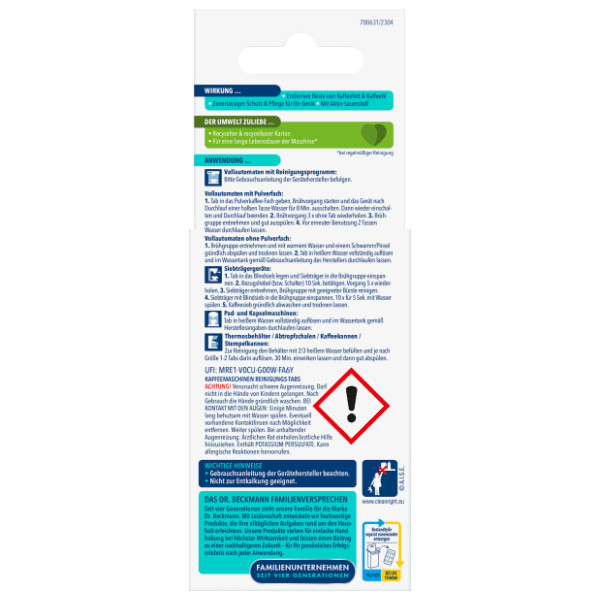 Dr. Beckmann tablete za čišćenje aparata za kafu 6kom 1