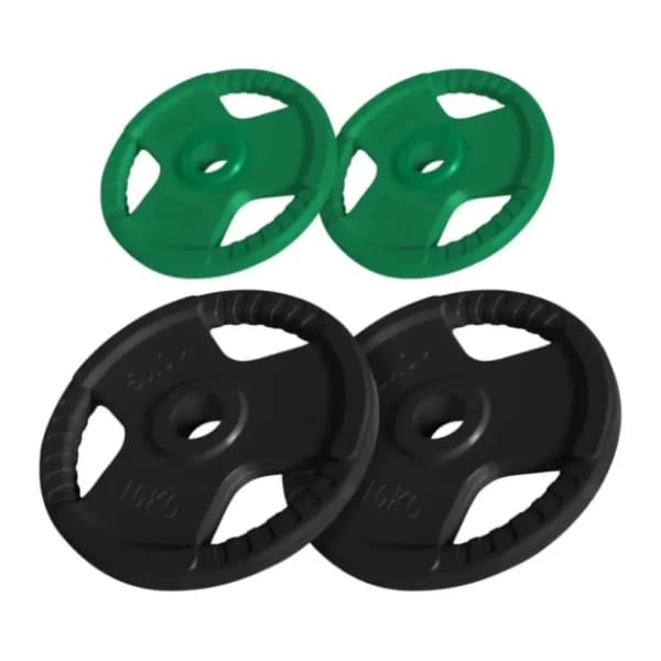 GORILLA SPORTS 2 x 5 kg i 2 x 10 kg set gumiranih olimpijskih tegova 0