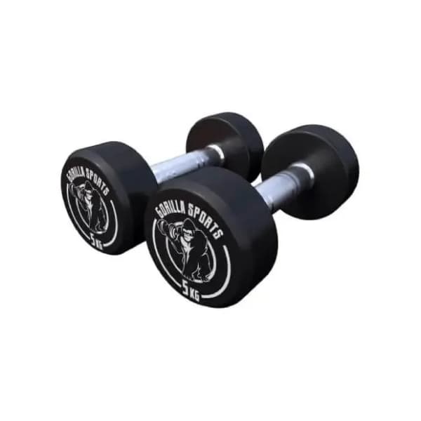 GORILLA SPORTS okrugle gumirane bučice 2 x 5 kg 0