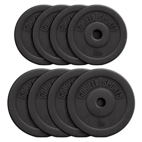 GORILLA SPORTS set tegova obloženih plastikom 30 kg (4x2,5 + 4x5 kg) 0
