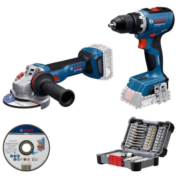 BOSCH aku set GSR 18V-65 + GWS 18V-11 + set bitova 0615A50091 0
