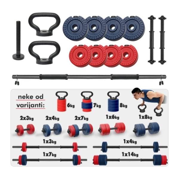 IRON SPORT 14kg set tegova 2+1 šipka i ručka za zvono 1