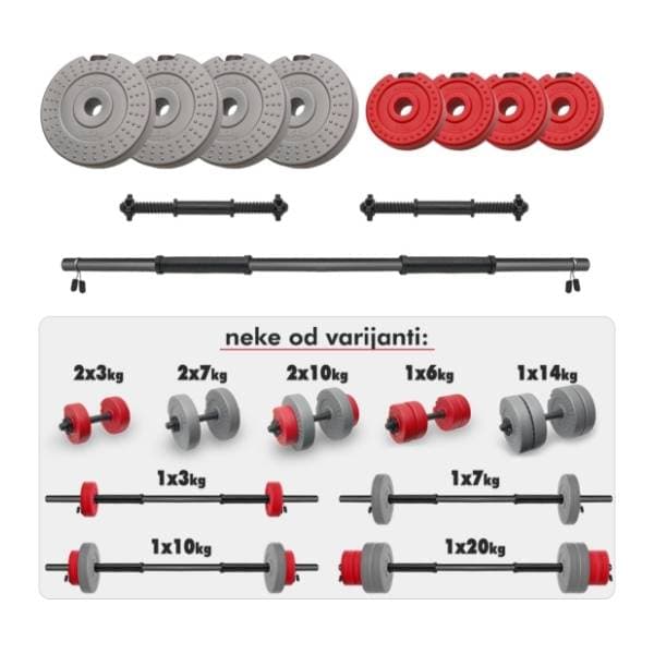 IRON SPORT set od 8 tegova 20 kg i 2+1 šipka 1