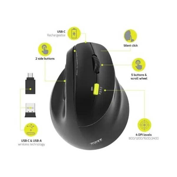 PORT DESIGNS bežični miš Ergonomic Bluetooth 1