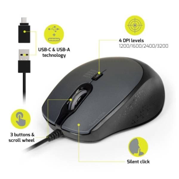 PORT DESIGNS miš Office Pro Silent crni 2