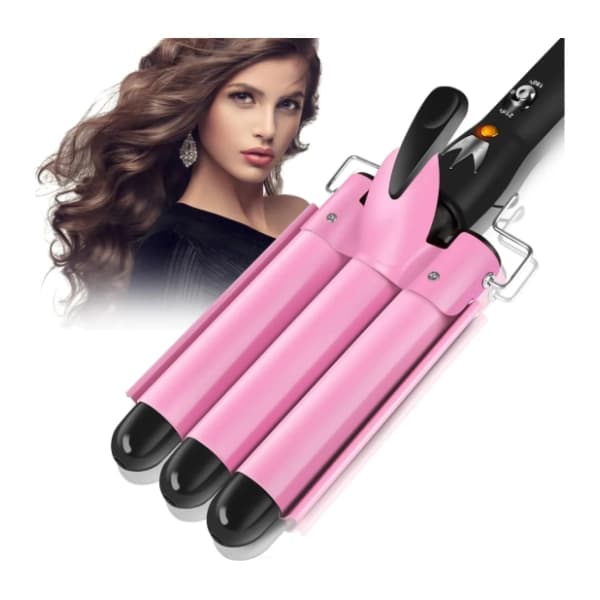 Trostruki uvijač za kosu roze 3