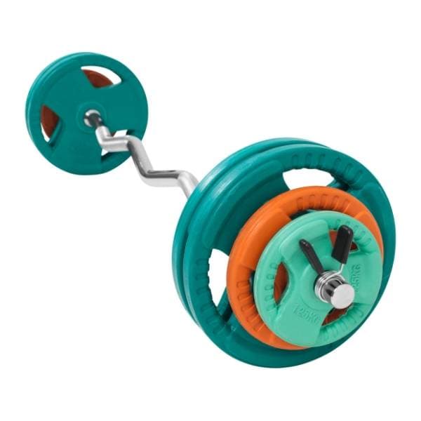 GORILLA SPORTS kriva EZ šipka i gumirani diskovi 35 kg 0