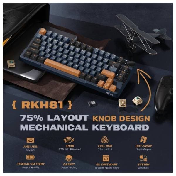 ROYAL KLUDGE bežična tastatura RKH81 Sky Cyan Switch Star Night US 1