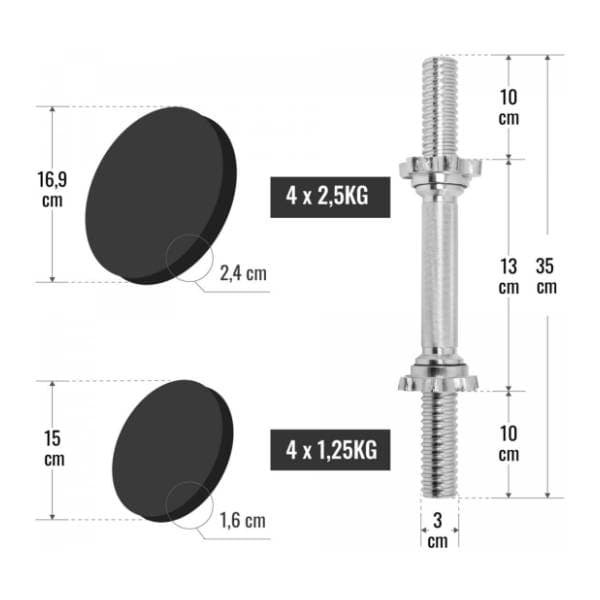 GORILLA SPORTS kofer sa 2 podesive bučice 20 kg 2