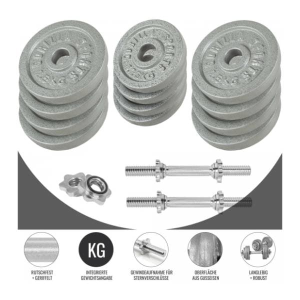 GORILLA SPORTS set od 2 bučice od livenog gvožđa ukupno 30 kg 1