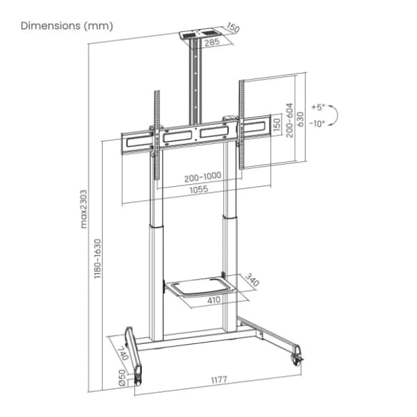 Podni nosač za TV GEMBIRD TVS-100T-03 60-100'' 3