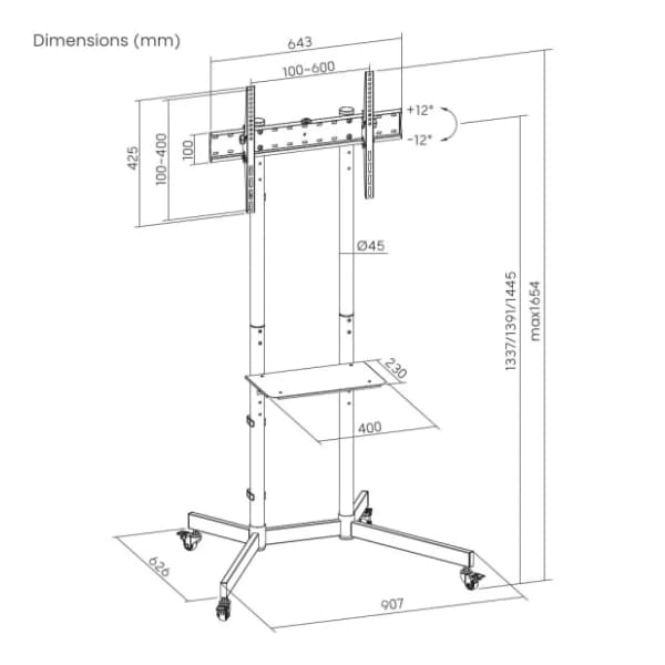 Podni nosač za TV GEMBIRD TVS-70T-01 37" - 70" 4